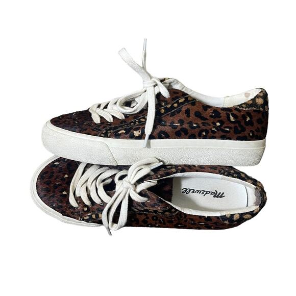 Madewell Sidewalk Low-Top Sneakers Painted Leopard Color Block Calf Hair 6.5M - Picture 10 of 16